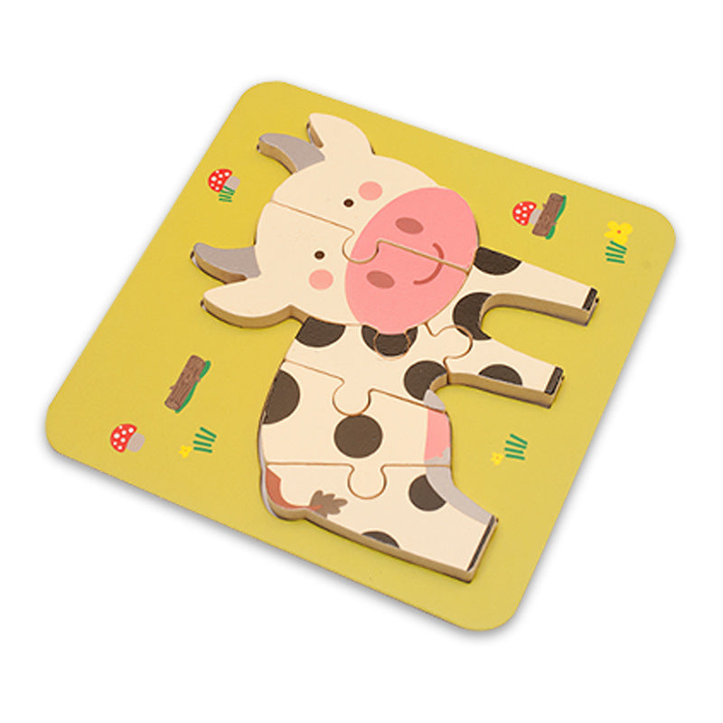 Kids Cartoon Animals 3D Puzzles Clever Board Montessori