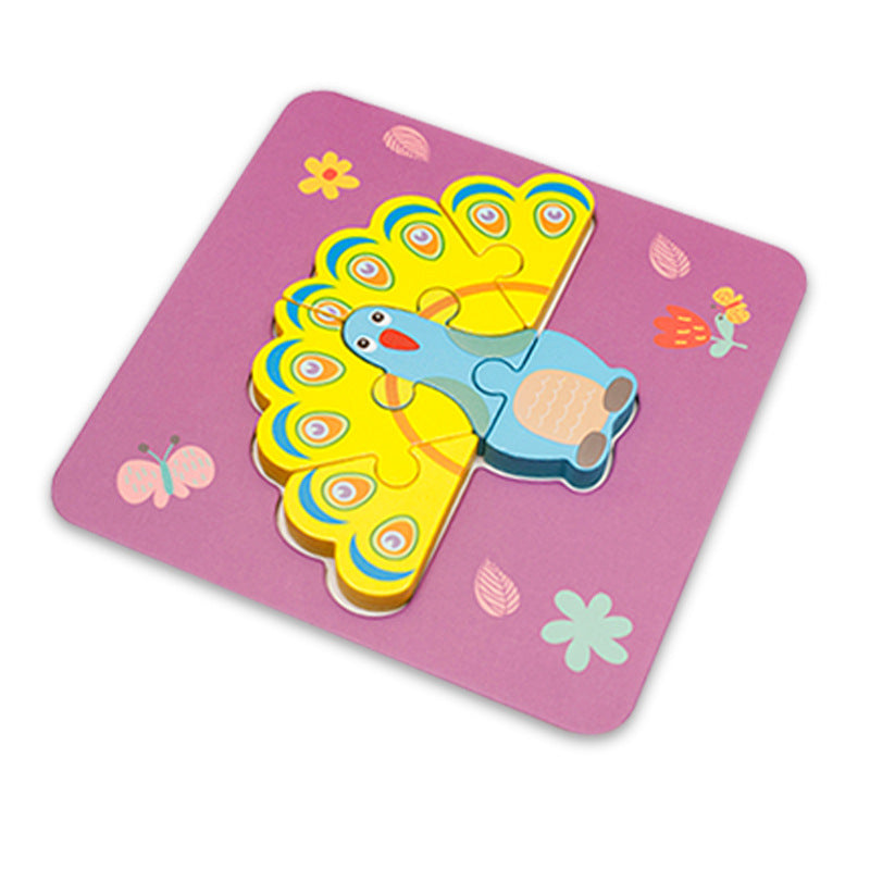 Kids Cartoon Animals 3D Puzzles Clever Board Montessori