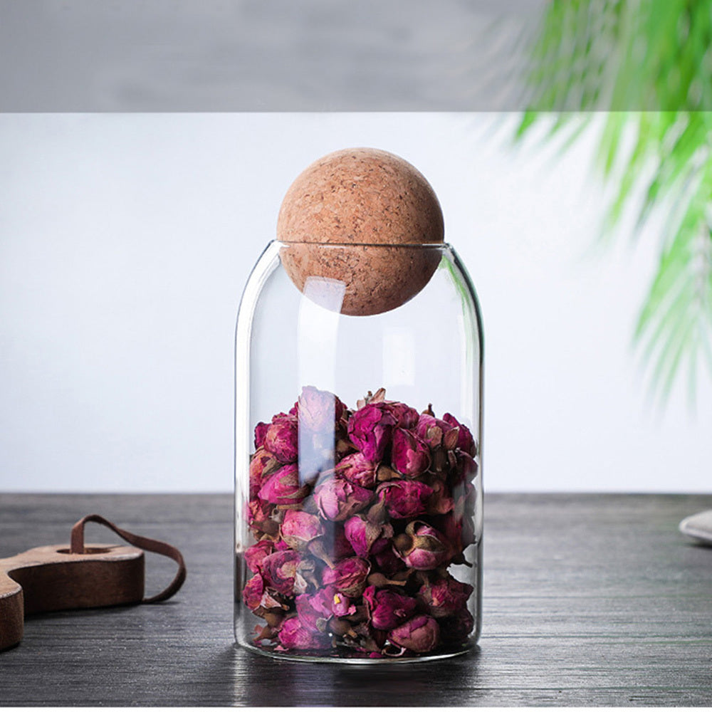 High Borosilicate Transparent Glass Tea Storage Jar