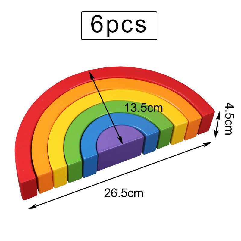 Children'S Wooden Large Rainbow Building Blocks For Babies 2-4 Years Old Kindergarten Rainbow Building Blocks Montessori Assembling Toys