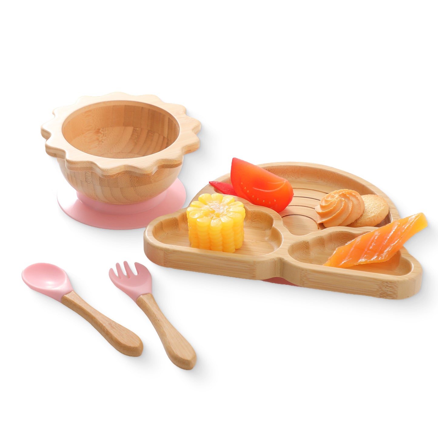 Nordic Style Baby Bamboo and silicon Tableware Suit Combination Spork